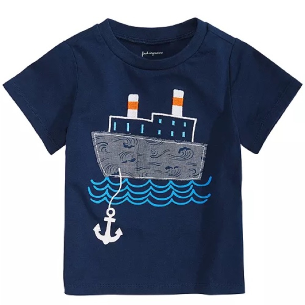 First Impressions Navy Boat Short Sleeve Tee